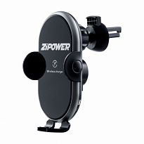 PM6643 Держатель телефона на дефлектор обдува с электроприводом и функцией беспр.зар (КИТАЙ) ZIPOWER